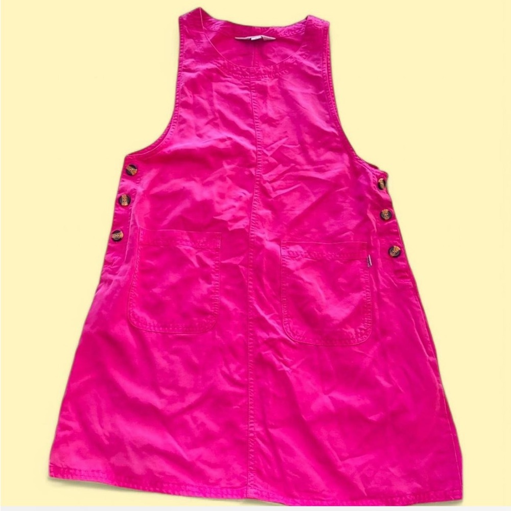 Vintage Pink Pinafore Dress | Side Button Overall Jumper